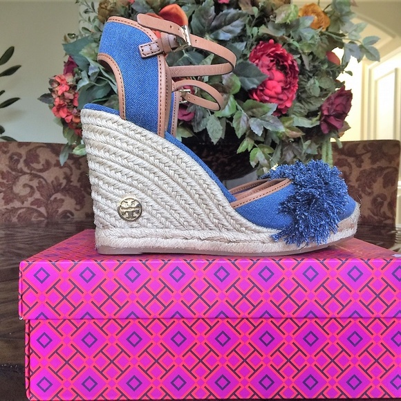 New $250 Tory Burch Shaw Denim Espadrilles 10.5-11 - Picture 2 of 8